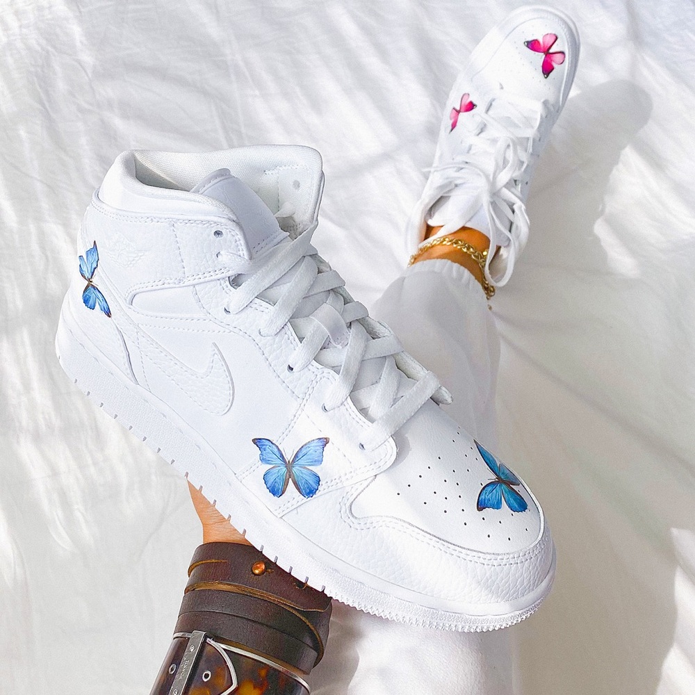 Nike custom 🦋 air jordan 1 mid sneakers - Picture 2 of 5